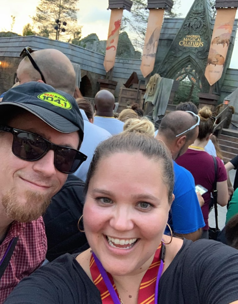 Mikey and Blogging Molly at Hagrid's Magical Creature Motorbike Adventure